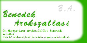 benedek arokszallasi business card